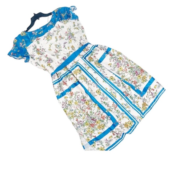 ModCloth Women's Sunlit Reverie Blue Short Sleeve Floral Dress Size Large - Picture 6 of 7